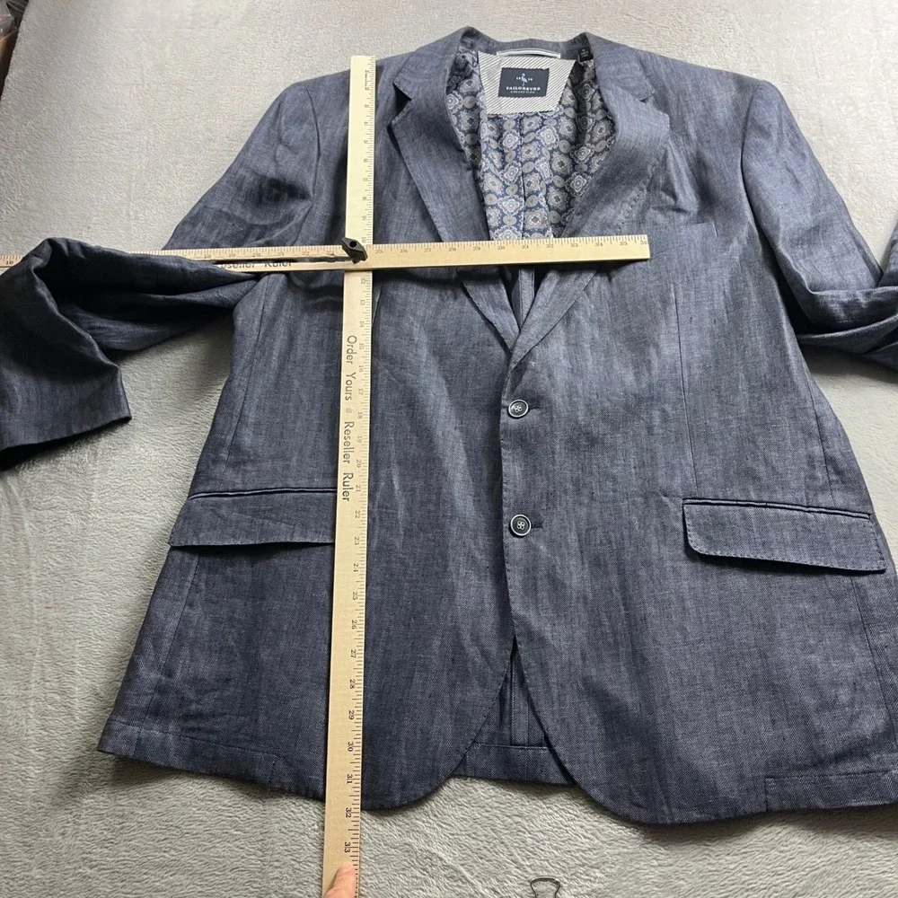 Tailorbyrd‎ Collection Mens 50L Grey Herringbone 100% Linen Blazer Sport Coat